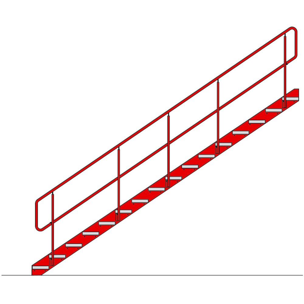 Escalier pour système de plates-formes de stockage modulaire, hauteur jusqu’à 3 400 mm, rouge feu