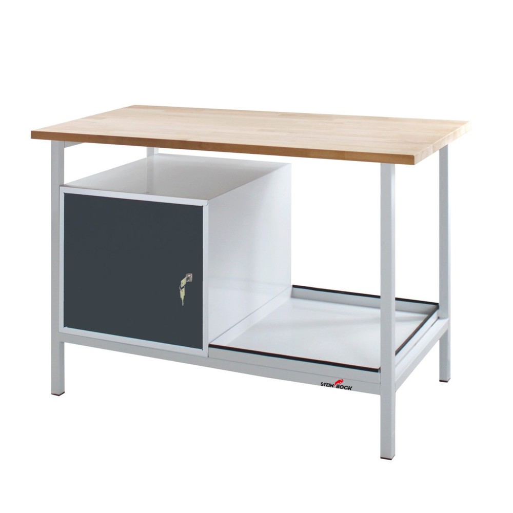 Établi Cube Steinbock®, 1 porte, capacité de charge 300 kg, H x l x P 825 x 1 200 x 600 mm, RAL 7035/7016