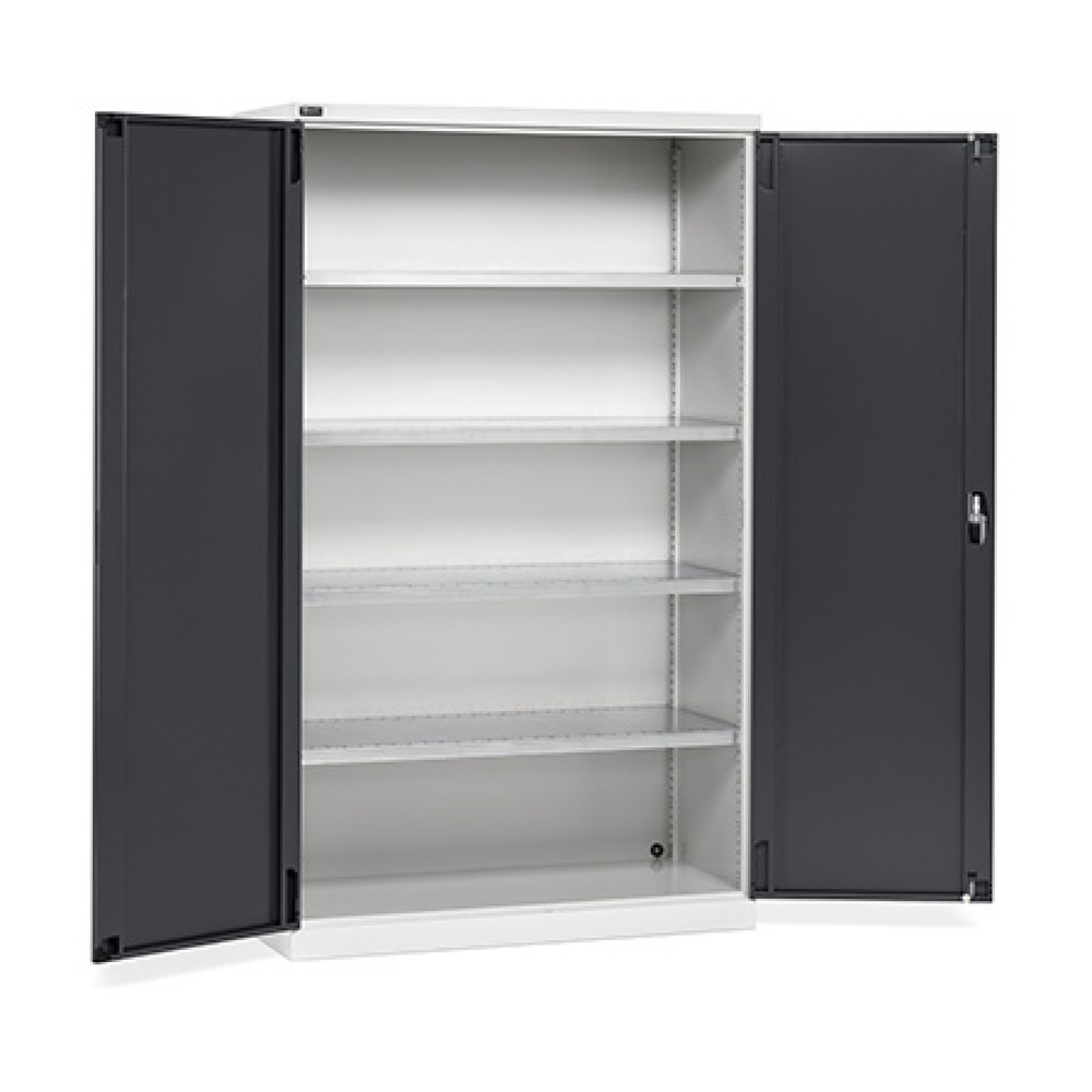 Fami PERFOM Armoire à portes battantes, 4 tablettes, HxlxP 2 000 x 1 193 x 555 mm, gris clair, anthracite