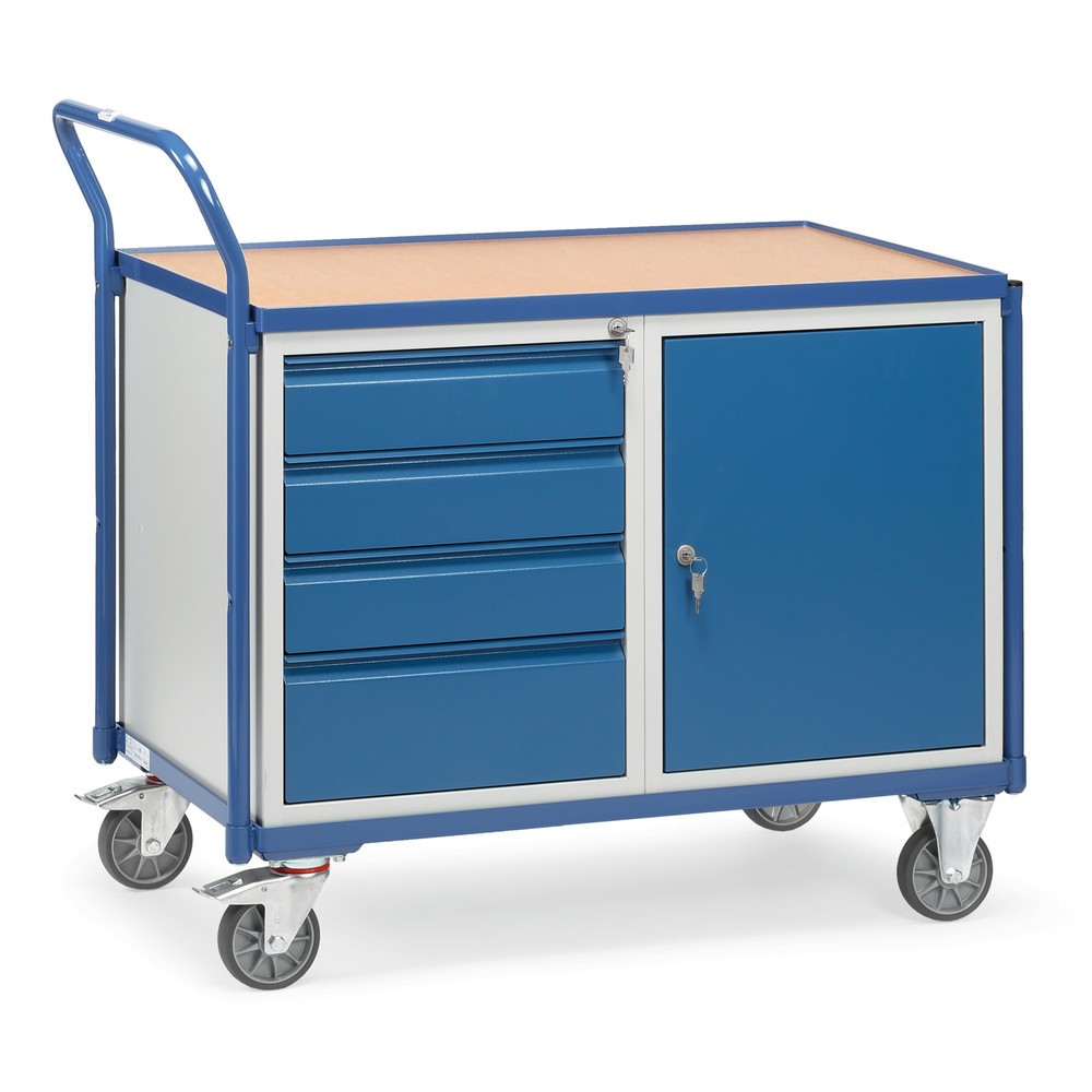 fetra® Chariot d’atelier, armoire, 4 tiroirs, capacité de charge 300 kg