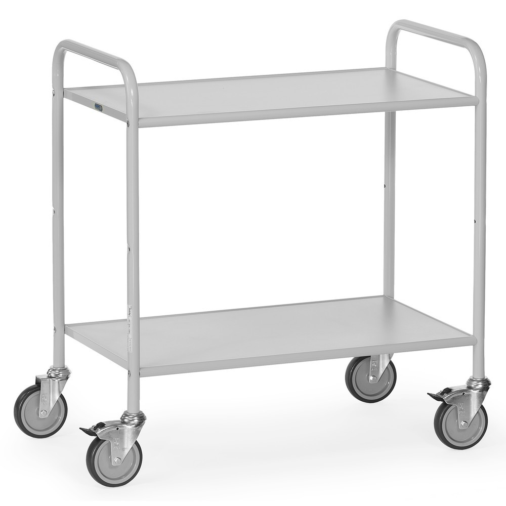 fetra® Chariot de bureau et à dossiers, ouvert, 2 plateaux de 800 x 500 mm