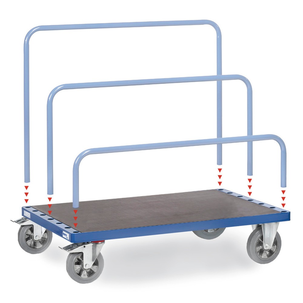 fetra® Chariot porte-panneaux, sans arceaux, surface de chargement lxP 1 200 x 800 mm, capacité de charge 1 200 kg