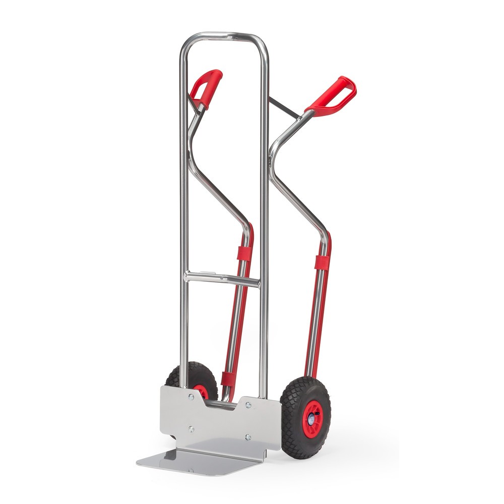 Numéro de l'image du produit 1: fetra® Diable empilable en aluminium, capacité de charge 200 kg, bavette lxP 320 x 250 mm, avec patins, pneumatiques gonflables