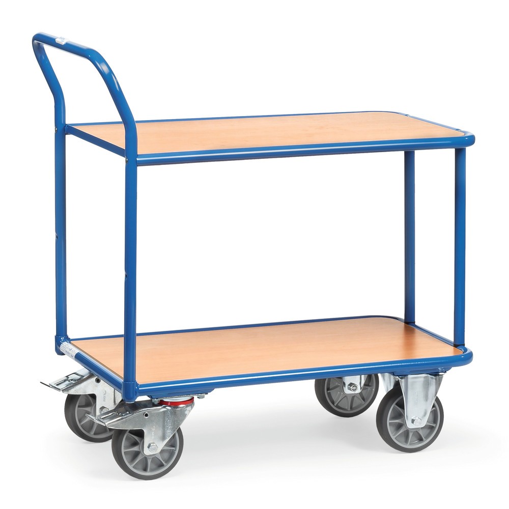 fetra® Chariot à plateaux, capacité de charge 400 kg, 2 plateaux de 1 000 x 700 mm