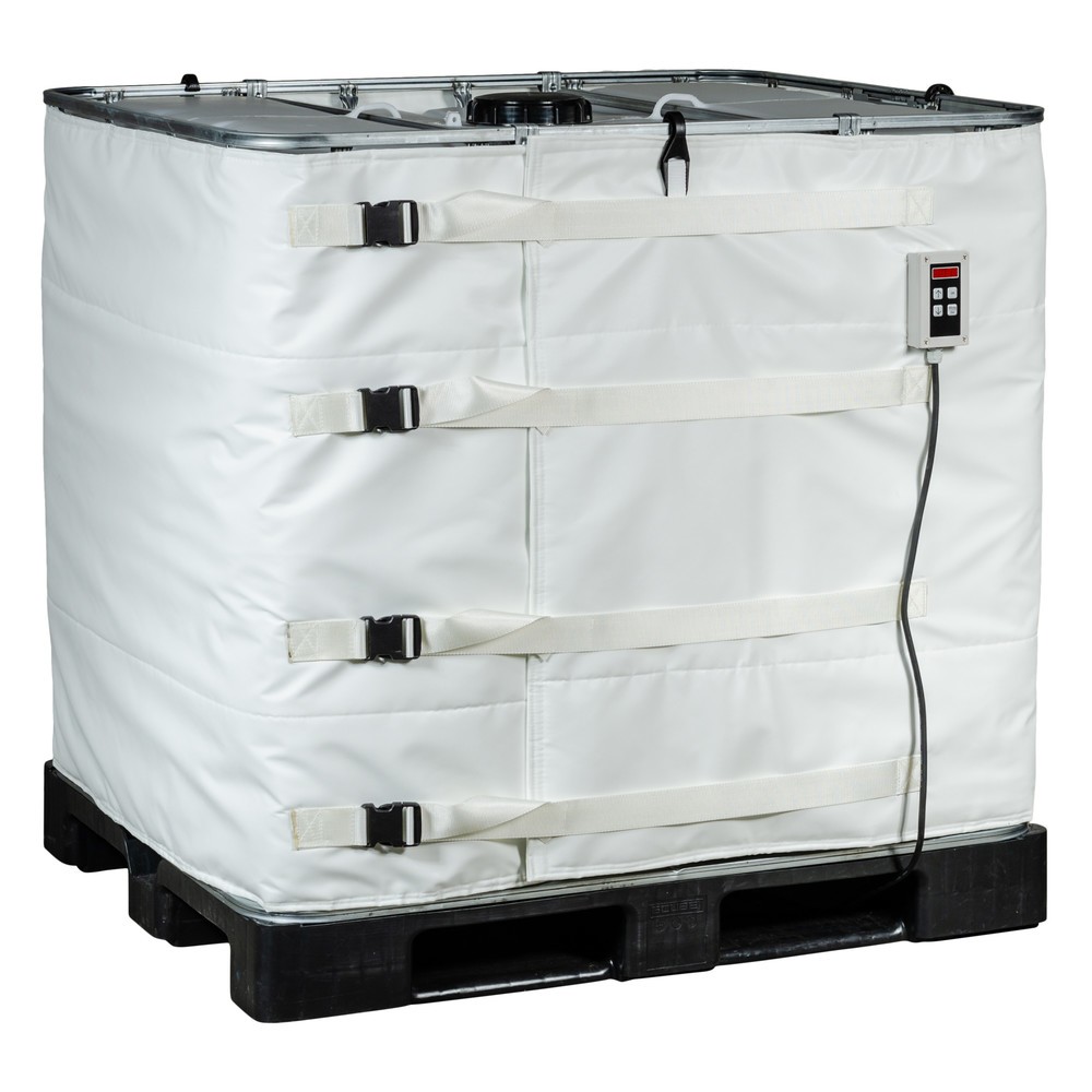 Gaine chauffante pour conteneurs IBC destinée aux industries alimentaire et pharmaceutique Kuhlmann, 1 000 l, régulateur numérique, 0-40 ºC, 230 V, 1 300 W, L x H 4 400 x 1 000 mm