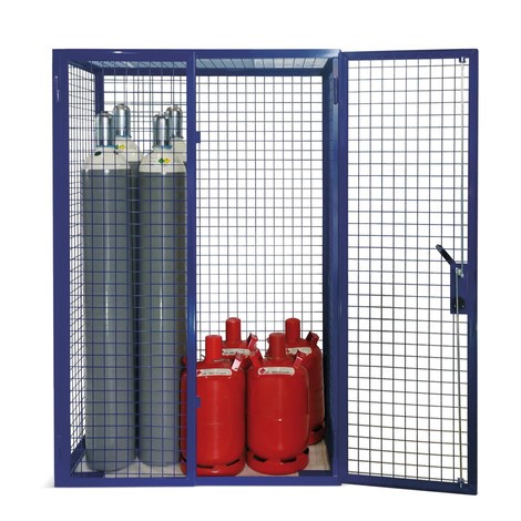 Armoire grillagée pour bouteilles de gaz, porte à doubles battants, pieds