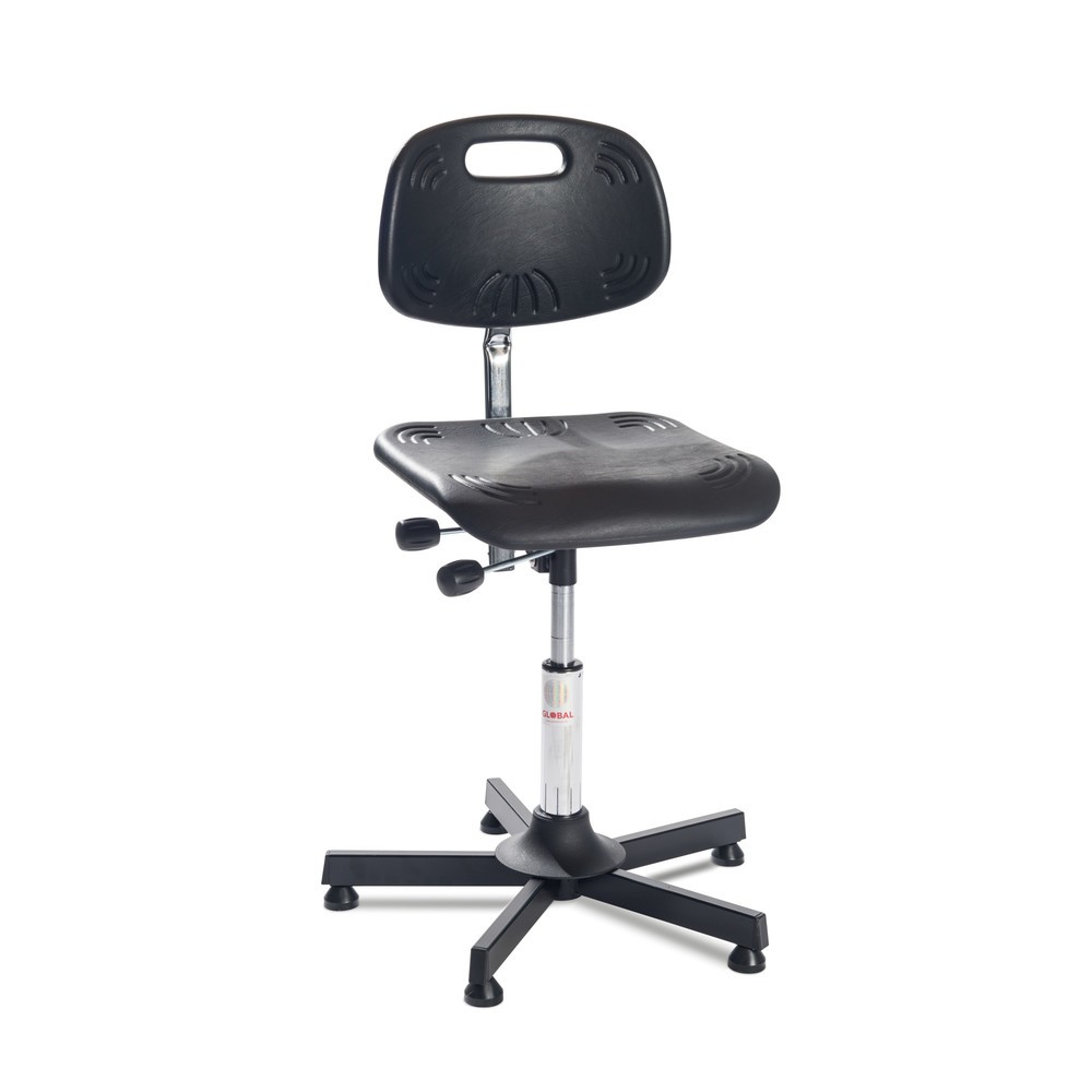 Global Stole A/S Chaise de travail pivotante Classic, assise en PU, hauteur d’assise comprise entre 480 et 610 mm, patins, base plastique