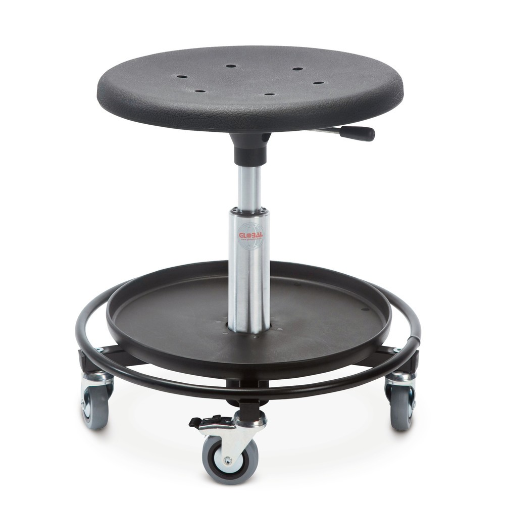 Global Stole A/S Tabouret, assise en PU, Ø 480 mm, hauteur d’assise comprise entre 540 et 800 mm, anneau repose-pied avec surface de pose