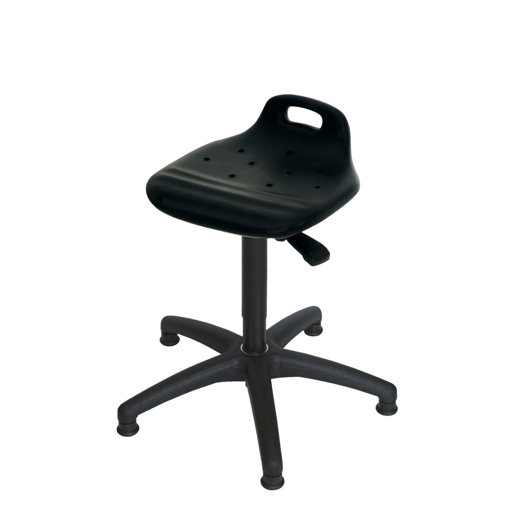 Tabouret pivotant HEMMDAL, siège en PU avec dossier + poignée, hauteur d'assise 430-620 mm, patins