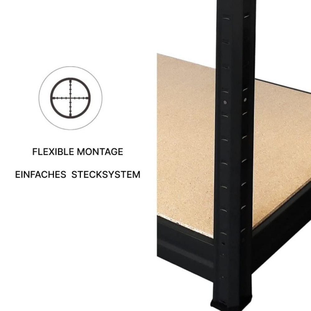 Numéro de l'image du produit 4: HEMMDAL Rayonnage pour charges lourdes Type L, noir – 177 x 160 x 60 cm – jusqu'à 2 400 kg