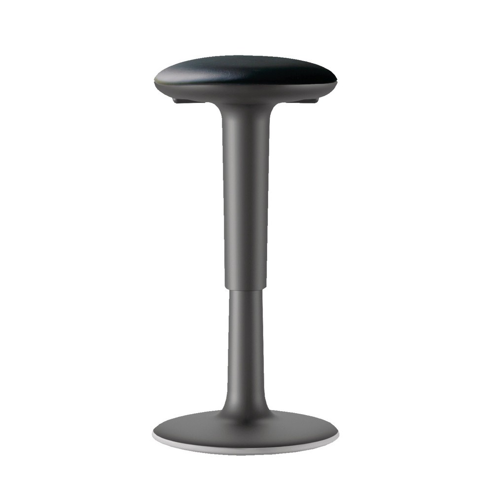 Tabouret assis-debout HEMMDAL, assise en simili cuir, hauteur d'assise 560-720 mm, bascule ronde au sol