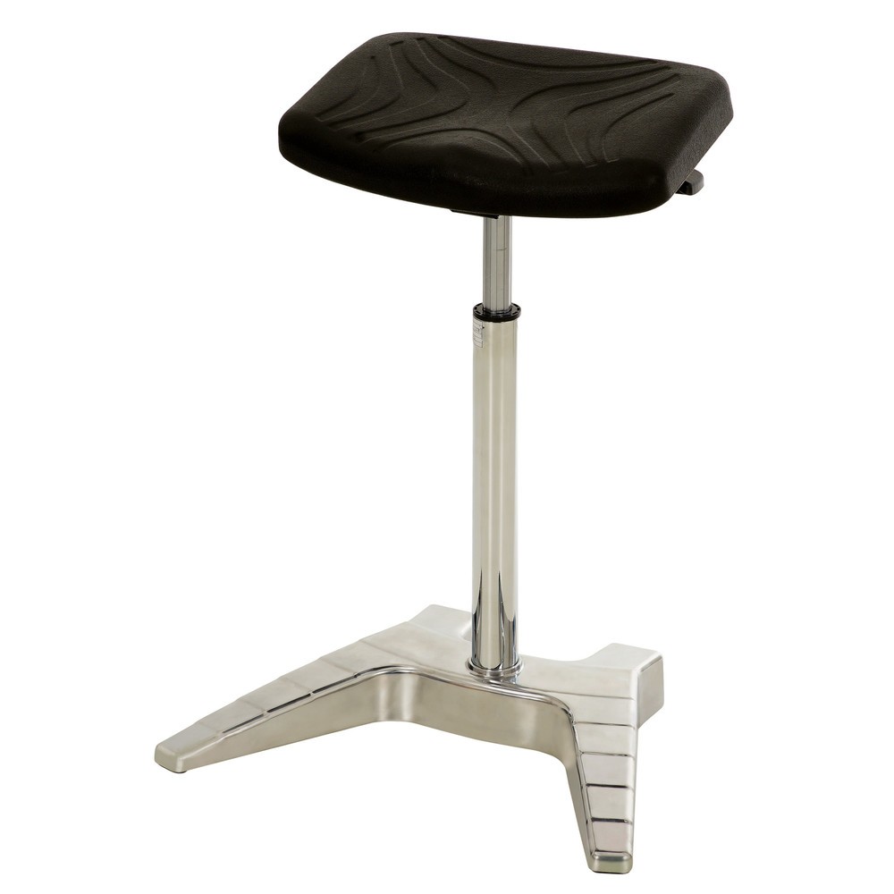 Tabouret assis-debout XXL HEMMDAL, siège PU extra-large + poignée, hauteur d'assise 700-880 mm