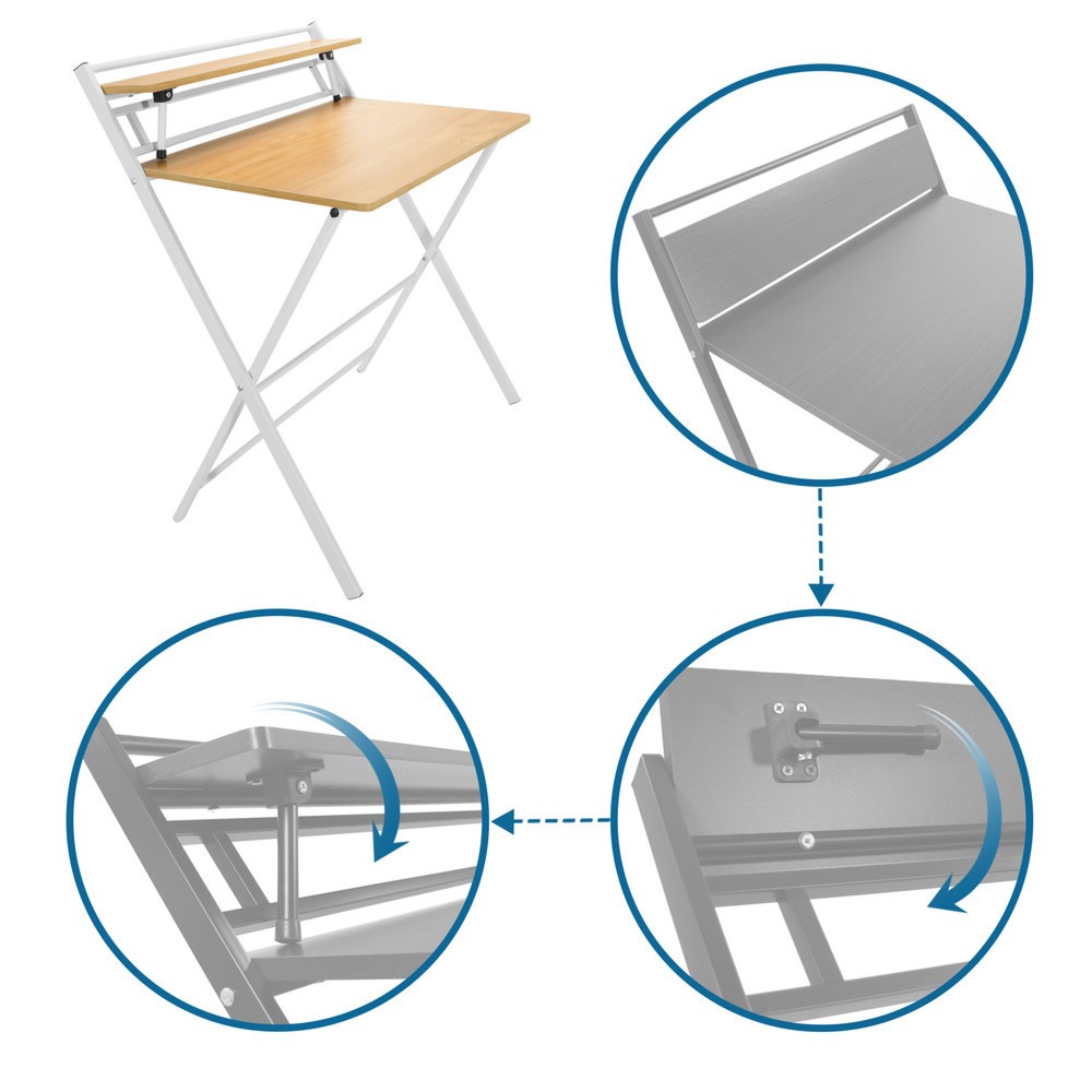 Numéro de l'image du produit 3: Bureau / table de travail hjh OFFICE EASY CLAP 92 x 84, chêne clair / blanc