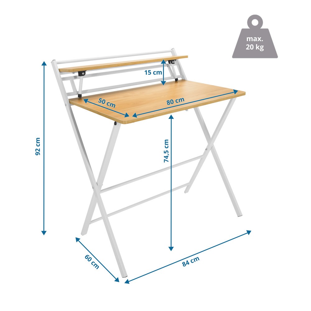 Numéro de l'image du produit 5: Bureau / table de travail hjh OFFICE EASY CLAP 92 x 84, chêne clair / blanc