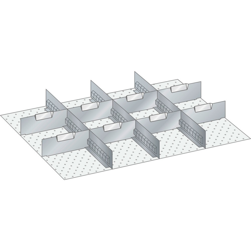 Jeu de parois à fentes et de plaquettes de séparation LISTA 36x27E, (lxP) 612x459 mm, 3 parois à fentes, 8 plaquettes de séparation, hauteur de façade 50 mm