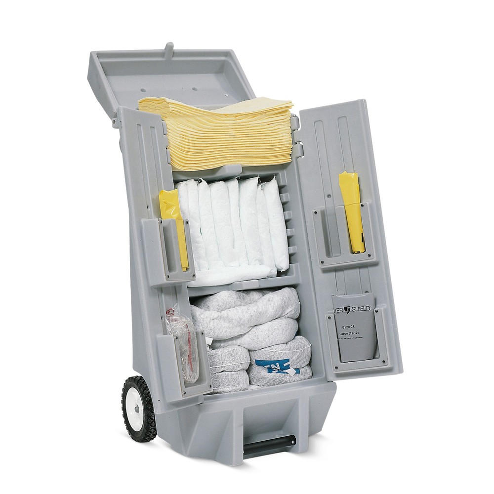 Kit de remplissage pour kit d’urgence en chariot de transport, huile, capacité d’absorption 110 l