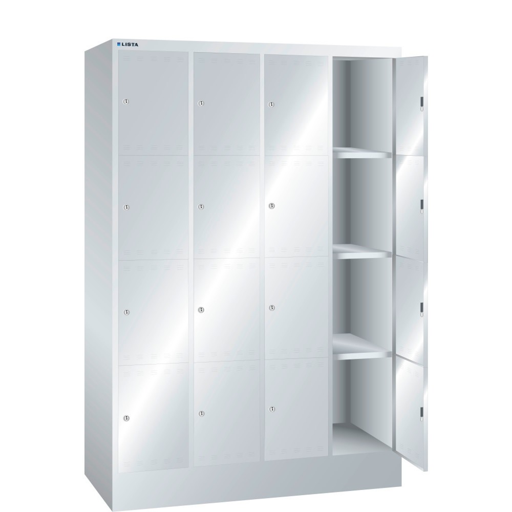 LISTA Armoire à casiers, (lxPxH) 1 200x500x1 795 mm, 4x4 casiers, serrure à cylindre