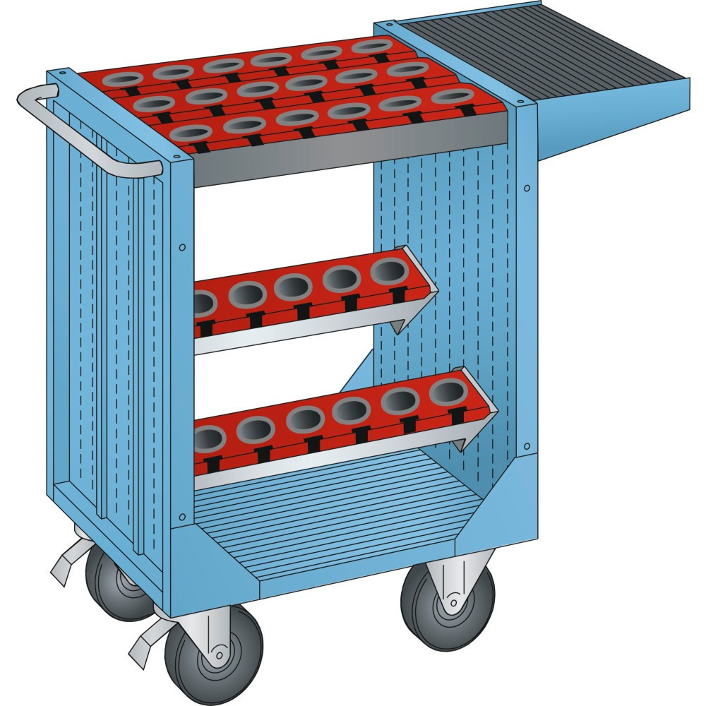 Chariot de transport NC LISTA 36x27E, (lxPxH) 1 077x514x932 mm, HSK 63 A+C+E / 80 B+D+F, bleu clair