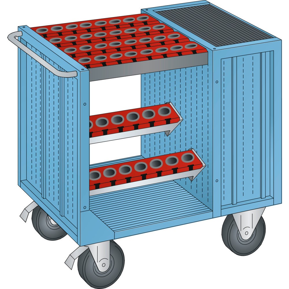 Chariot de transport NC LISTA 36x36E, (lxPxH) 1 080x692x975 mm, ISO-SK 40, bleu clair