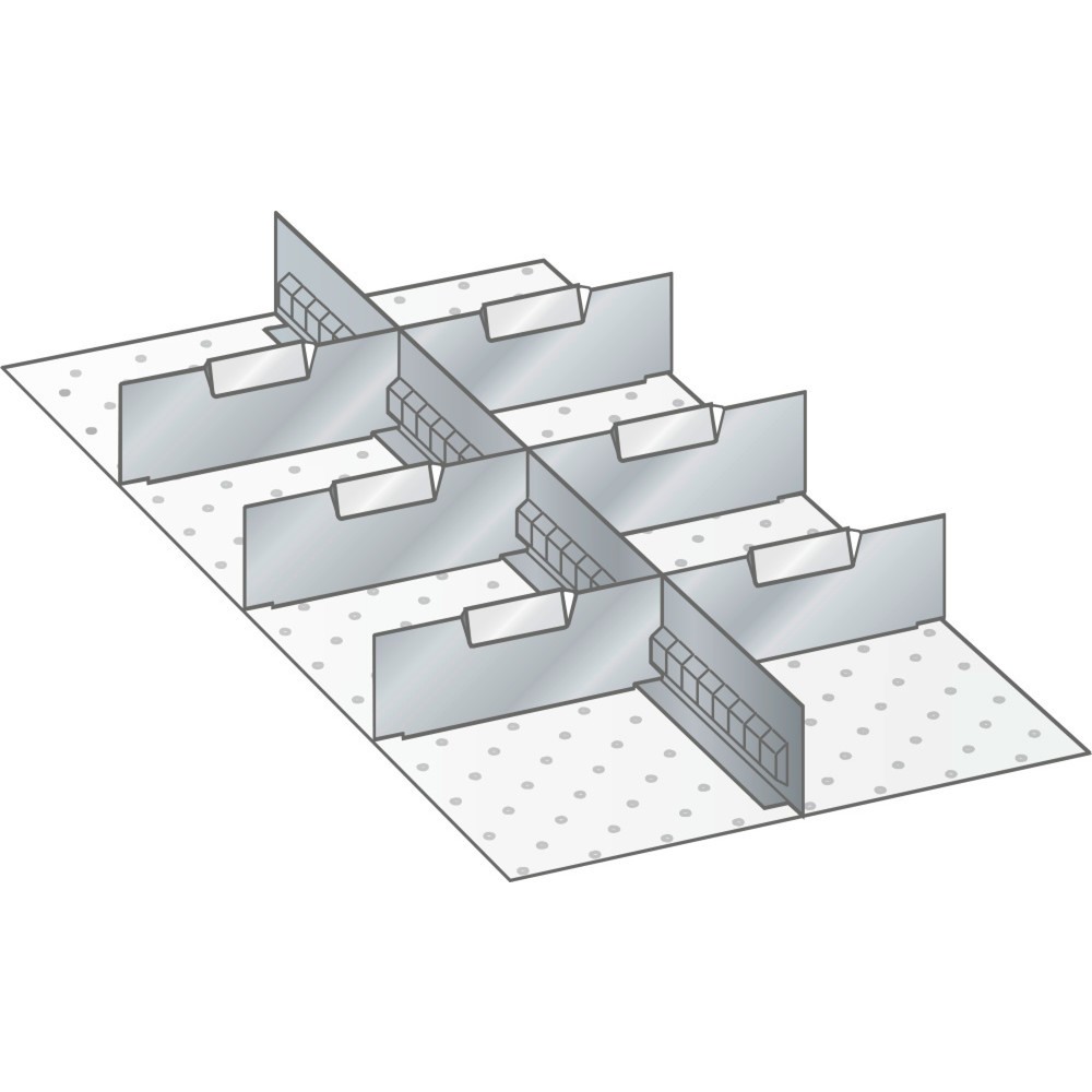 Jeu de parois à fentes et de plaquettes de séparation LISTA 18x36E, (lxP) 306x612 mm, 1 paroi à fentes, 6 plaquettes de séparation, hauteur de façade 50 mm