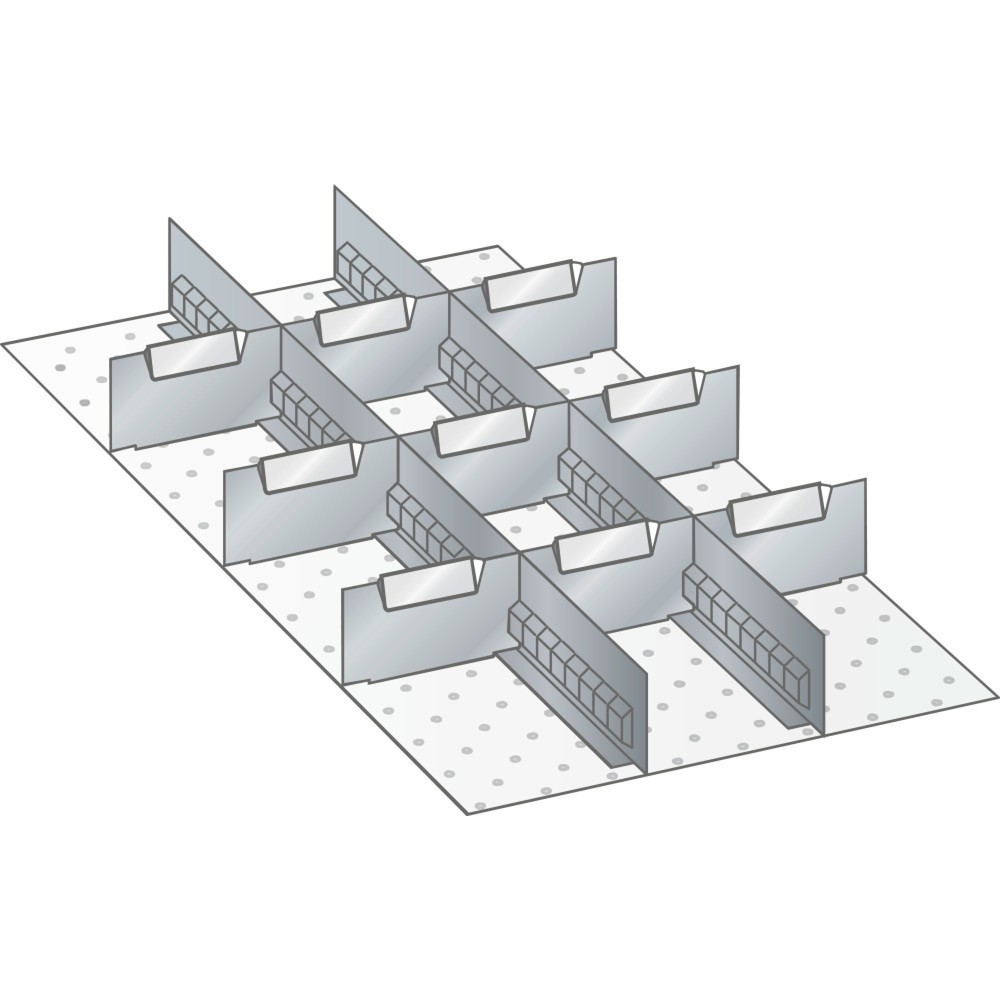 Jeu de parois à fentes et de plaquettes de séparation LISTA 18x36E, (lxP) 306x612 mm, 2 parois à fentes, 9 plaquettes de séparation, hauteur de façade 50 mm