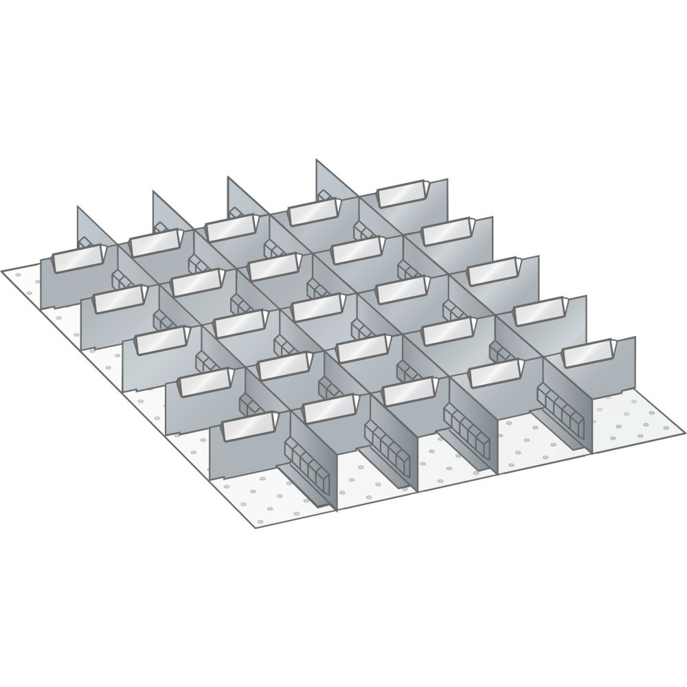 Jeu de parois à fentes et de plaquettes de séparation LISTA 27x36E, (lxP) 459x612 mm, 4 parois à fentes, 25 plaquettes de séparation, hauteur de façade 50 mm