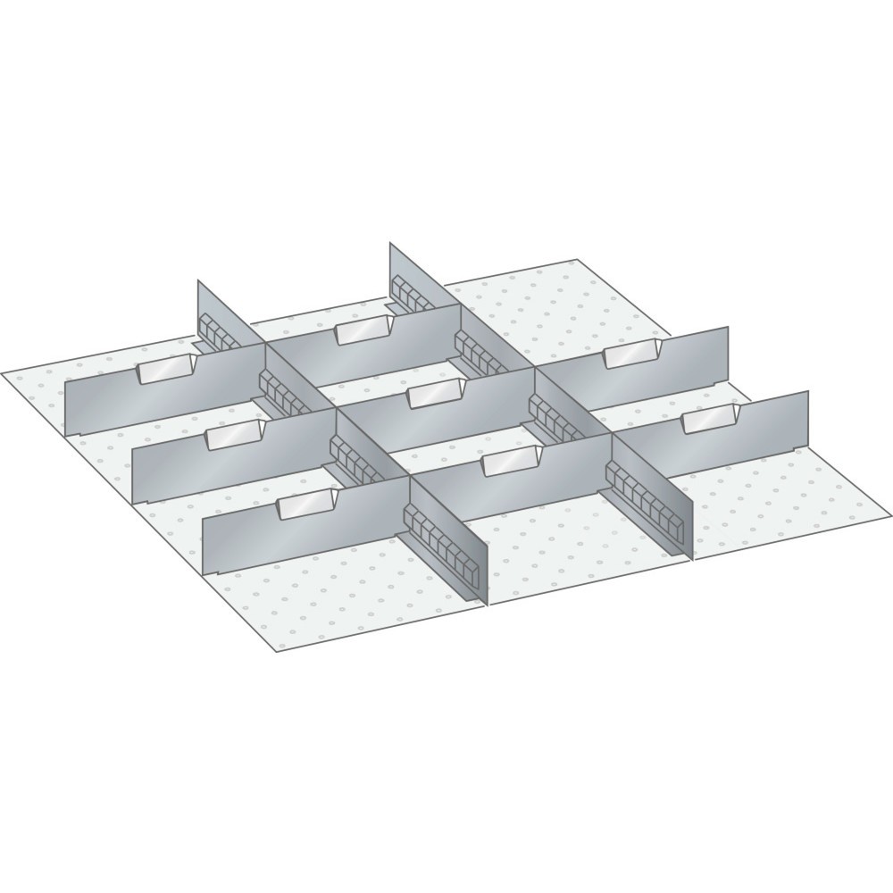 Jeu de parois à fentes et de plaquettes de séparation LISTA 36x36E, (lxP) 612x612 mm, 2 parois à fentes, 8 plaquettes de séparation, hauteur de façade 75 mm