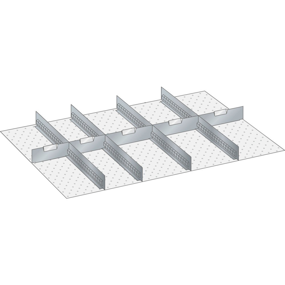 Jeu de parois à fentes et de plaquettes de séparation LISTA 54x36E, (lxP) 918x612 mm, 4 parois à fentes, 5 plaquettes de séparation, hauteur de façade 75 mm