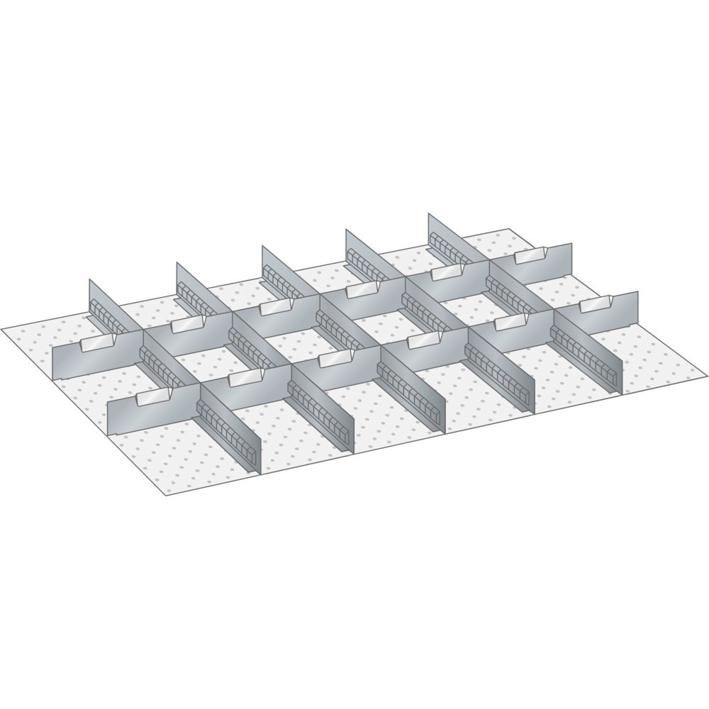 Jeu de parois à fentes et de plaquettes de séparation LISTA 54x36E, (lxP) 918x612 mm, 5 parois à fentes, 12 plaquettes de séparation, hauteur de façade 250 mm