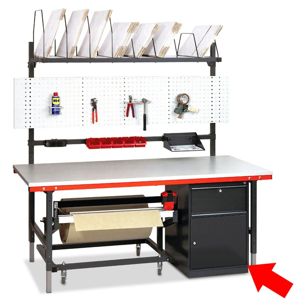 Meuble à tiroirs pour système de table d’emballage, 1 tiroir, 1 porte