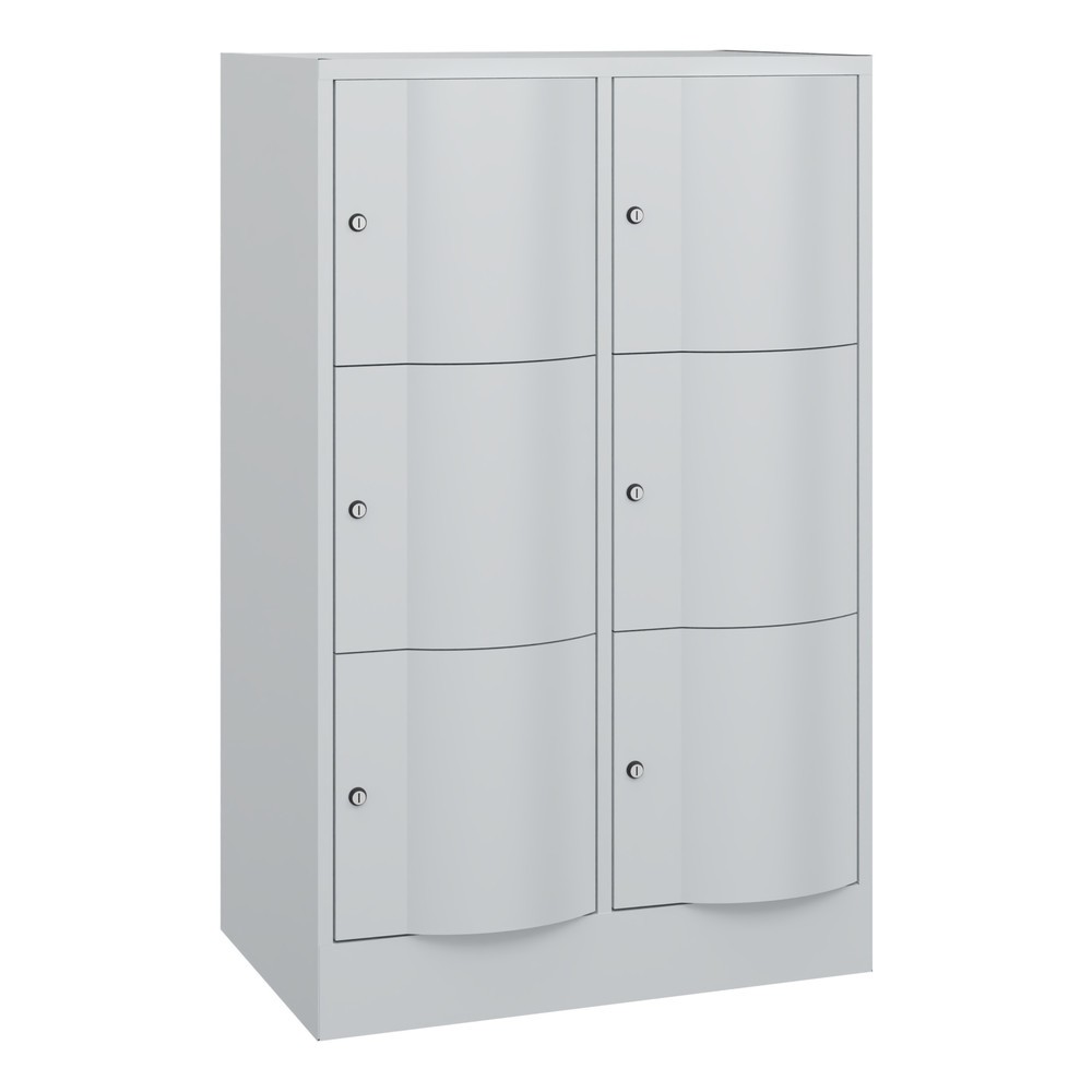 Meuble coffre-fort C+P avec portes « anti-vandalisme », 2 x 3 compartiments, H x l x P 1 225 x 770 x 540 mm, gris clair, gris clair