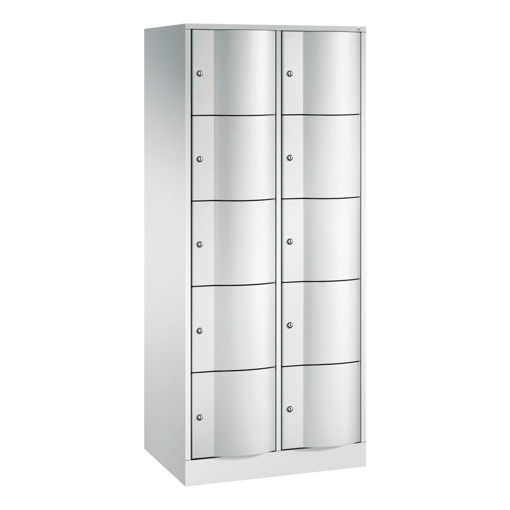 Meuble coffre-fort C+P avec portes « anti-vandalisme », 2 x 5 compartiments, H x l x P 1 950 x 770 x 540 mm, gris clair, gris clair