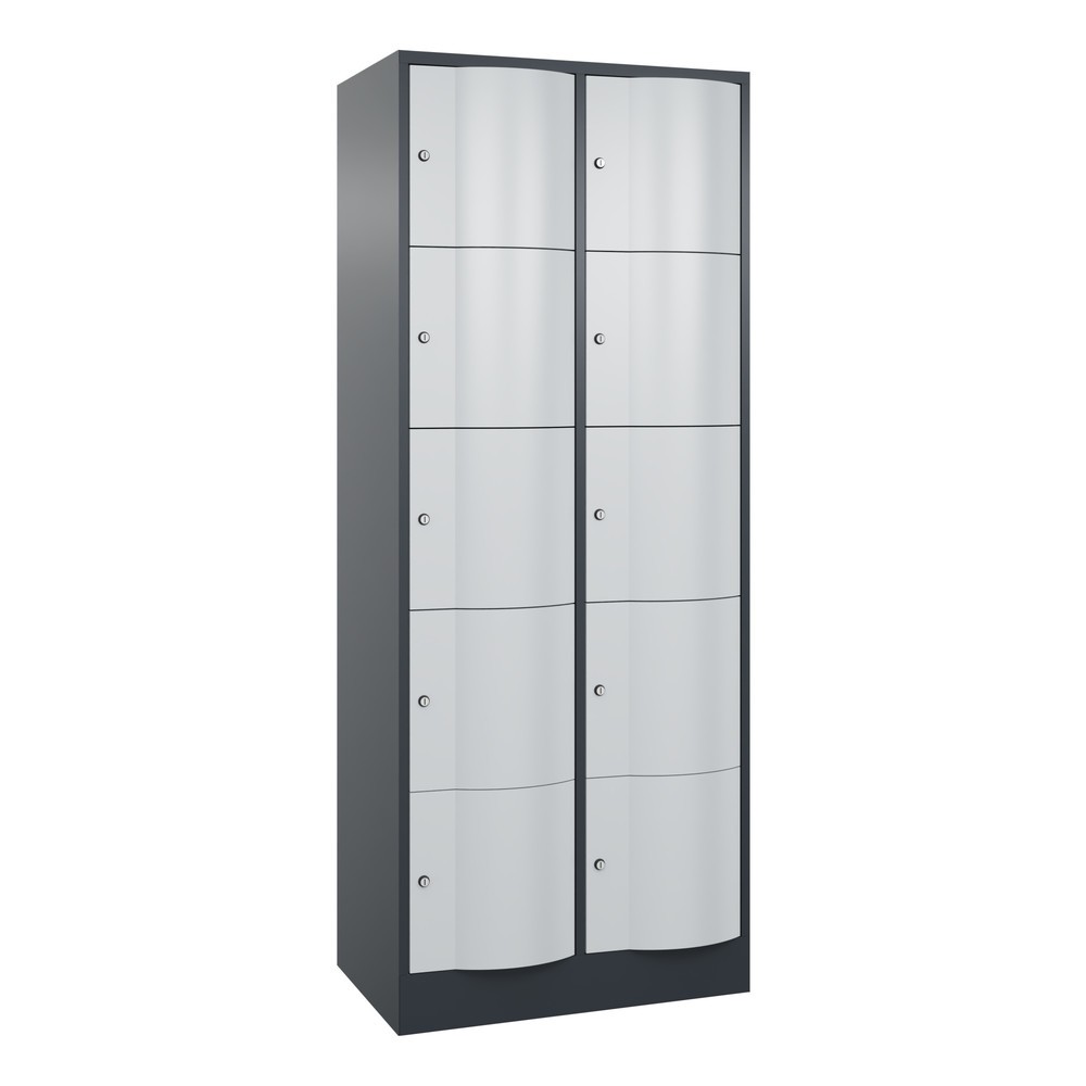 Meuble coffre-fort C+P avec portes « anti-vandalisme », 2 x 5 compartiments, H x l x P 1 950 x 770 x 540 mm, gris anthracite, gris clair