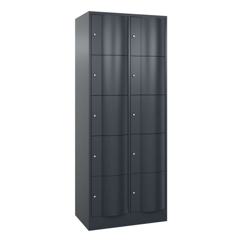 Meuble coffre-fort C+P avec portes « anti-vandalisme », 2 x 5 compartiments, H x l x P 1 950 x 770 x 540 mm, gris anthracite, gris anthracite