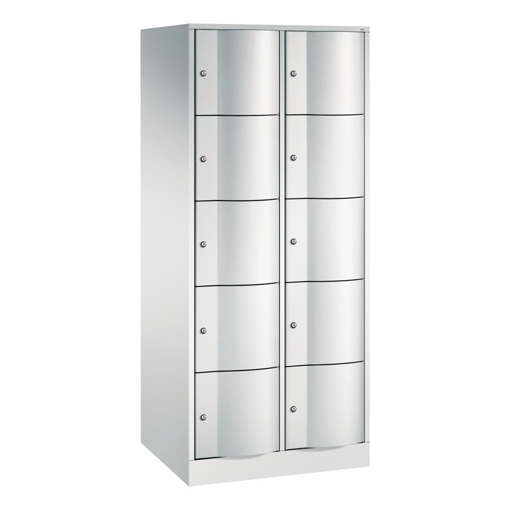 Meuble coffre-fort C+P avec portes « anti-vandalisme », 2 x 5 compartiments, H x l x P 1 950 x 770 x 640 mm, gris clair, gris clair