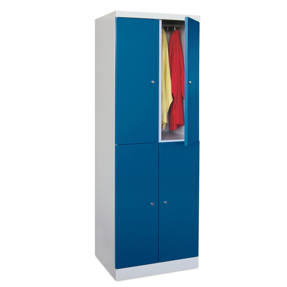 Meuble coffre-fort PAVOY avec portes battantes, 2 x 2 compartiments, H x l x P 1 800 x 600 x 500 mm, bleu gentiane, gris clair