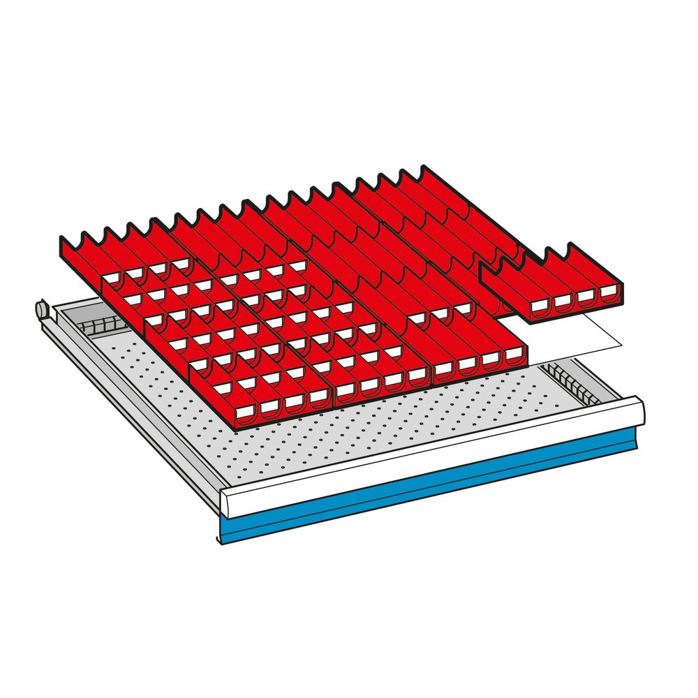 Bacs en plastique pour armoires à tiroirs LISTA avec 36 bacs, hauteur 50 mm