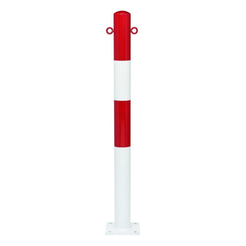 Potelet fixe MORION, tube rond diamètre 76 mm, revêtu de plastique, pour goujons, 2 œillets de Chaîne