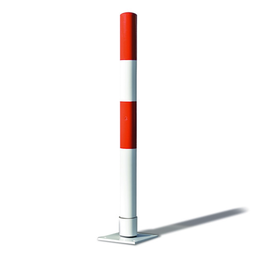 Potelet MORION-SWING, auto-redressant, tube rond Ø 76 mm, à cheviller, rouge/blanc