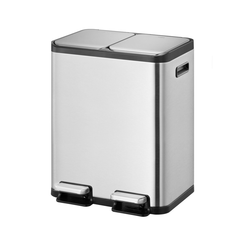 Poubelle à pédale EcoCasa EKO, 2 x 30 litres, acier inoxydable mat