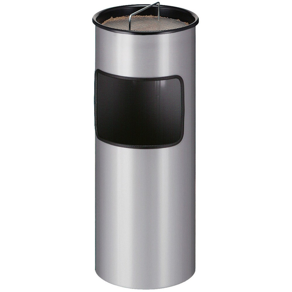 Poubelle-cendrier, avec seau intérieur en acier, ronde, 30 litres, gris aluminium