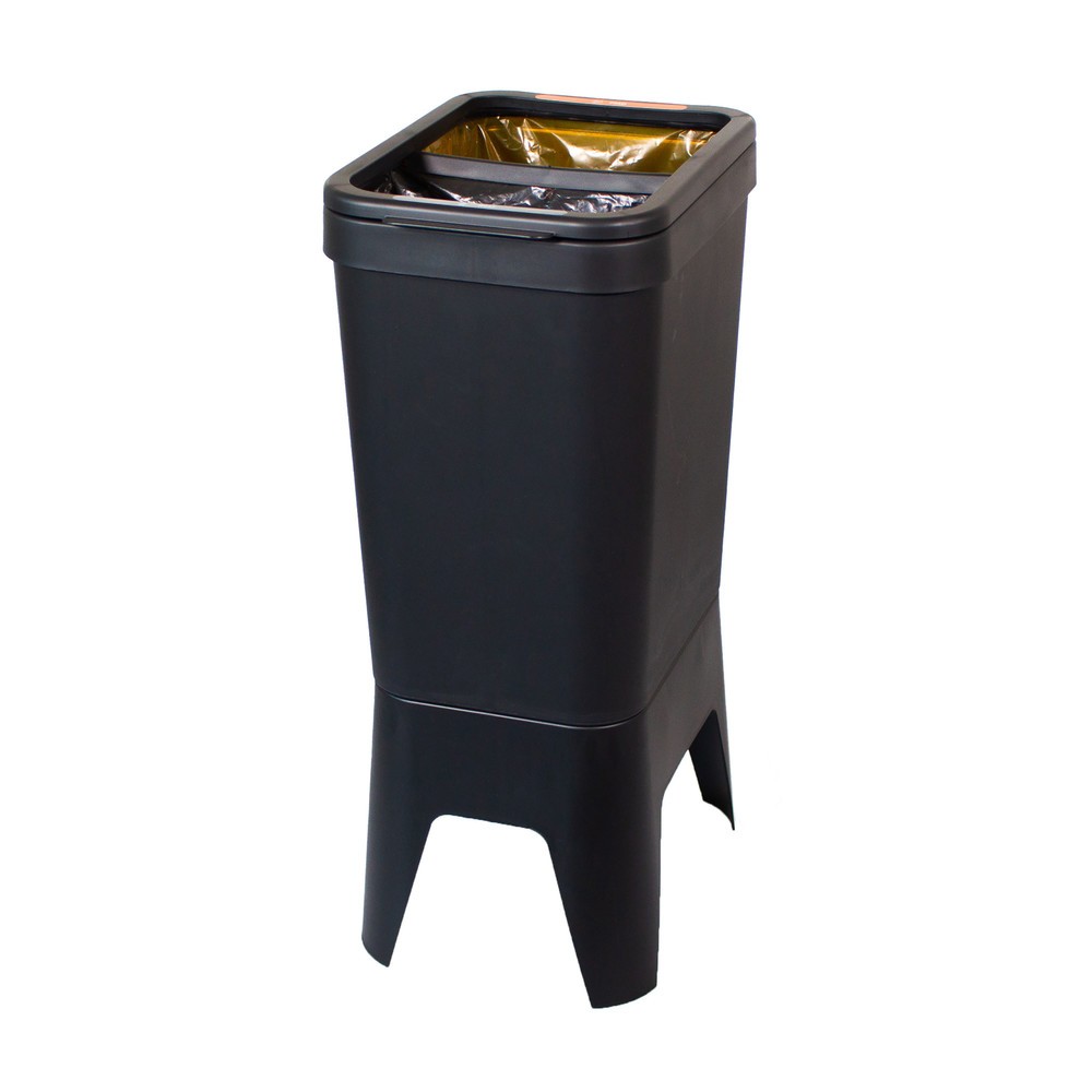 Poubelle Circubin BON TON, en polypropylène 100 % recyclé, 2 x 20 litres, ouverte, anthracite