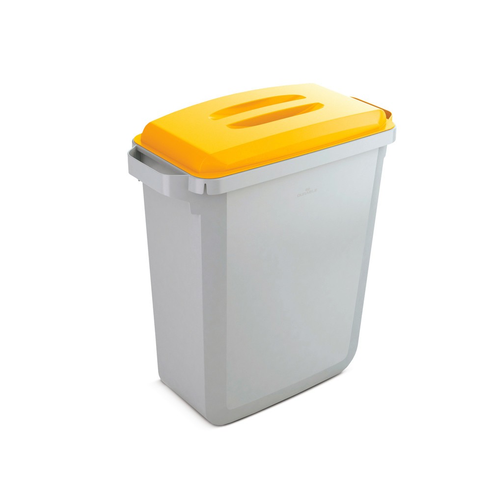 Conteneur à déchets DURABIN 60 litres, avec couvercle, PP, gris/jaune