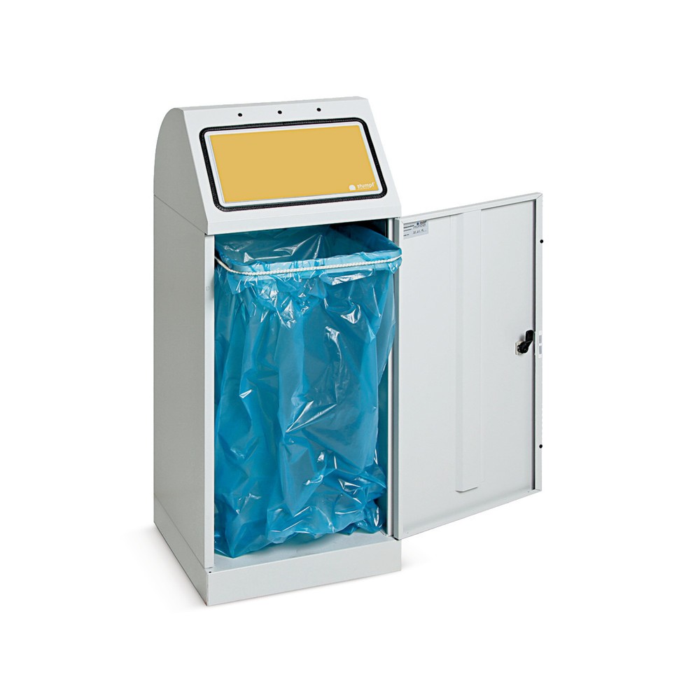 Collecteur de recyclage stumpf®, 70 litres, avec porte battante et support pour sac poubelle