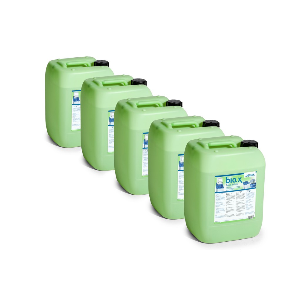 Produit de nettoyage bio.x, kit de remplissage initial, 5 bidons de 20 litres