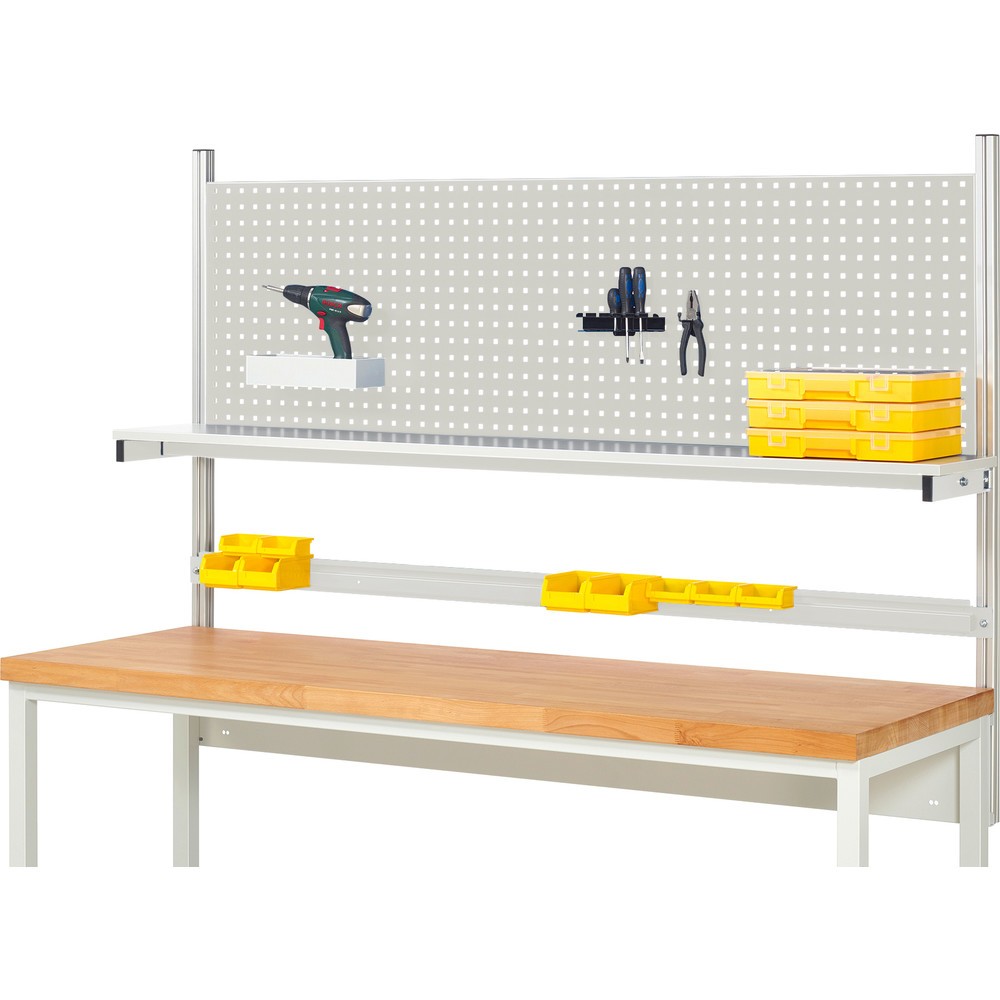 RAU Structure système, HxlxP 1 130 x 2 000 x 350 mm, avec 1 étagère au plateau mélaminé et 1 rail de fixation, jeu complet 01 pour largeur de produit 2 000 mm