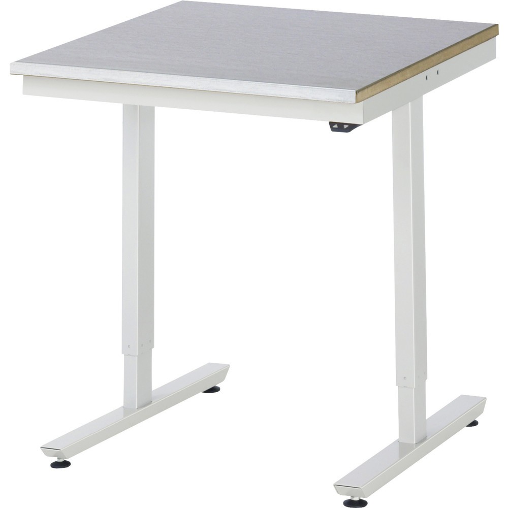 RAU Table de travail à réglage électrique de la hauteur Série adlatus 300, HxlxP 720-1 120 x 750 x 800 mm, plan de travail avec revêtement en tôle d’acier