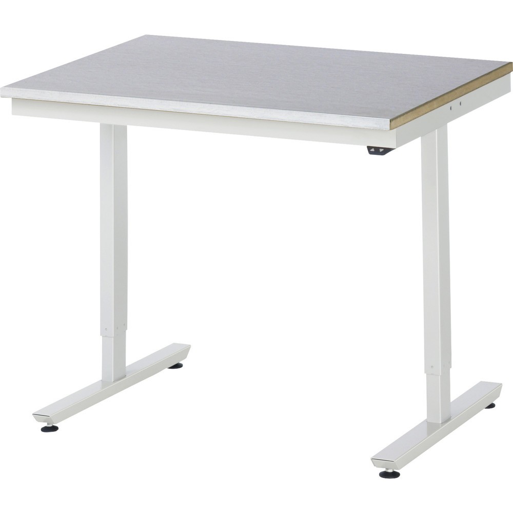 RAU Table de travail à réglage électrique de la hauteur Série adlatus 300, HxlxP 720-1 120 x 1 000 x 800 mm, plan de travail avec revêtement en tôle d’acier