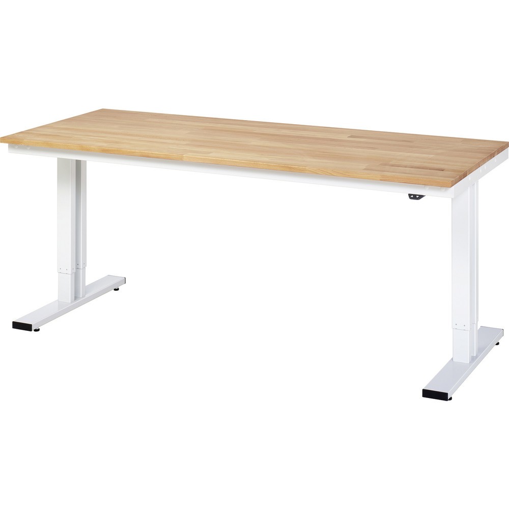 RAU Table pour poste de travail à réglage électrique de la hauteur série adlatus 300, HxlxP 720-1 120 x 2 000 x 800 mm, plan de travail en hêtre massif