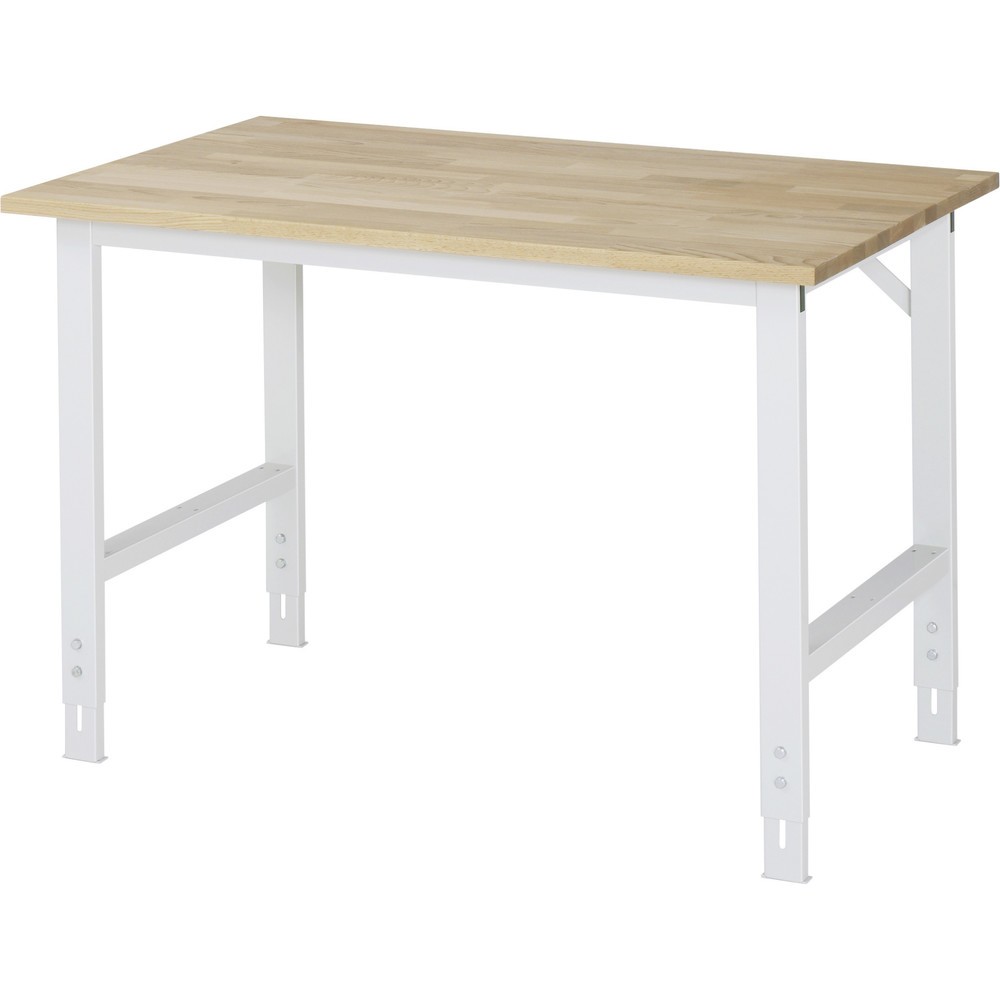 RAU Table pour poste de travail réglable en hauteur série TOM, HxlxP 760-1 080 x 1 250 x 800 mm, plan de travail en hêtre massif